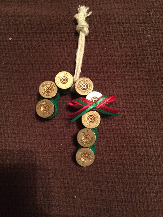 Candy cane shape shotgun shell ornament