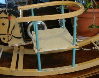 vintage baby rocking horse /ride on horse child rocker seat / baby rocker/ vintage sit in horse rocker