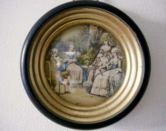 Antique Hand Coloured Art Gravure Framed Art ~ Sungott Art Studios