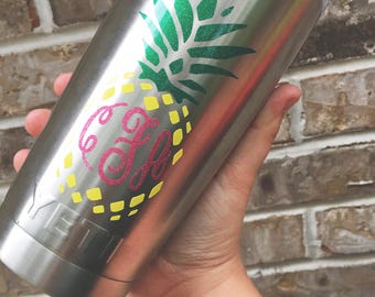Pineapple Decal, Glitter Yeti Decal, Yeti Rambler Decals, Monogram Sticker, Pineapple Monogram, Yeti Decal Glitter, Pineapple Decals