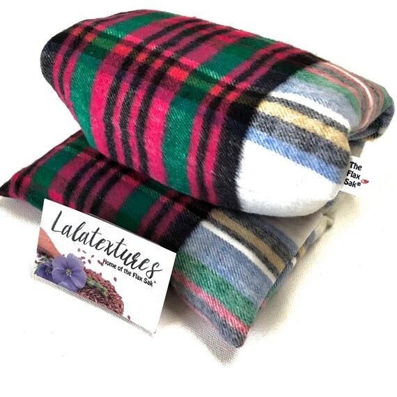 Microwave FLAX Seed HEATING PAD hot cold pack Plaid
