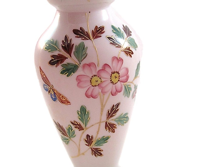 Antique Bristol Glass Vase 1800s Victorian English Glass | Hand Blown Ruffled Milk Glass Victorian Art Glass Vase