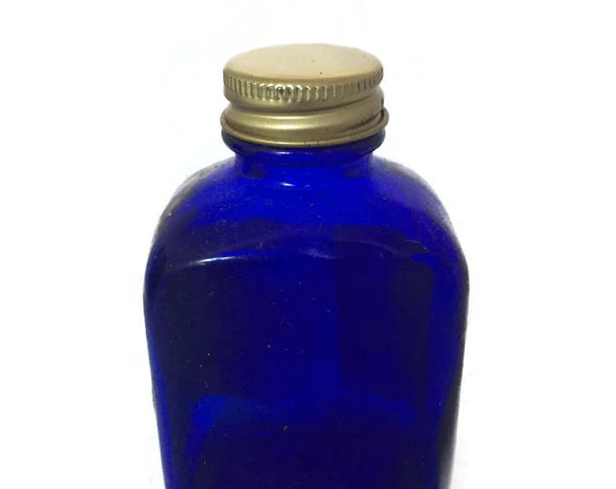 Cobalt Blue Ink Bottle with Paper Label | Antique Kleerite Typewriter Type Cleaner | American Writing Ink Co.