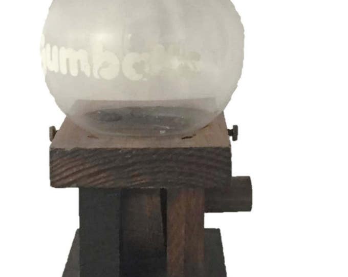 Vintage 1960s Handmade Wooden Hand Crank Gumball Machine with Round Glass Top | Vintage Home Decor