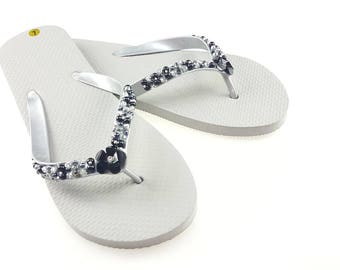 Size 8 wedge flip flops with bling black flip flops with