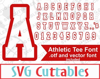 Athletic Sport Font, SVG, EPS, DXF, Sport Alphabet, Athletic Tee Font, Digital Cut File