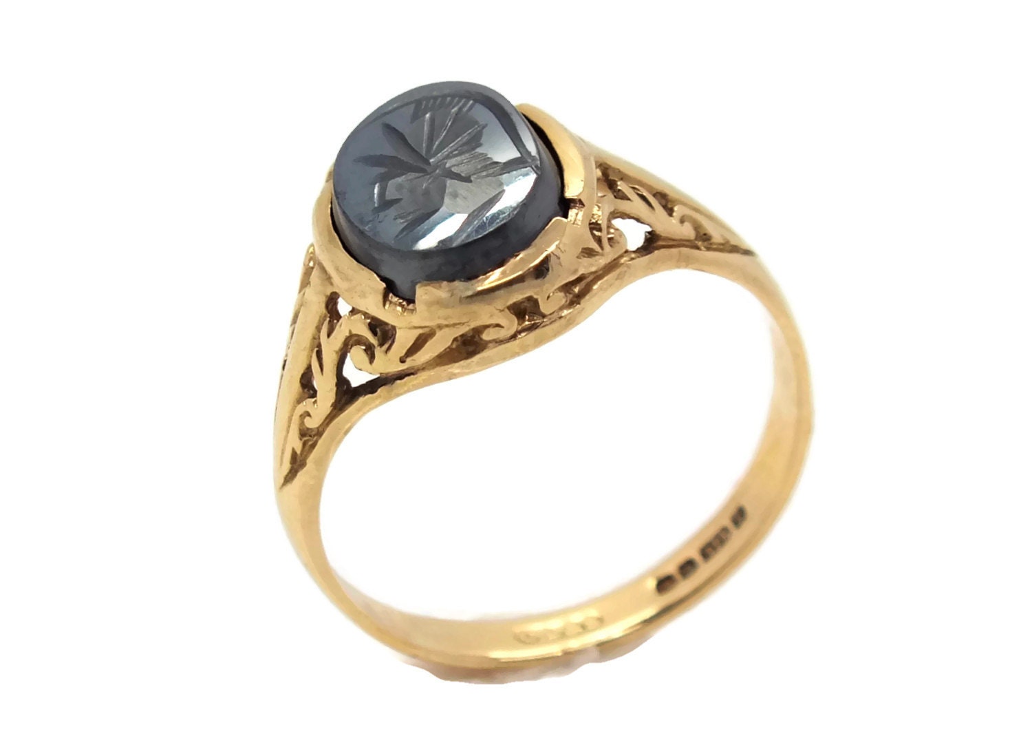 Gold Hematite Ring Hematite Mens Rings Mens Gold Ring
