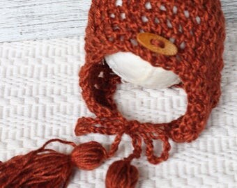 0-3m Baby Crochet Hat, Baby earflap Hat, baby crochet hat