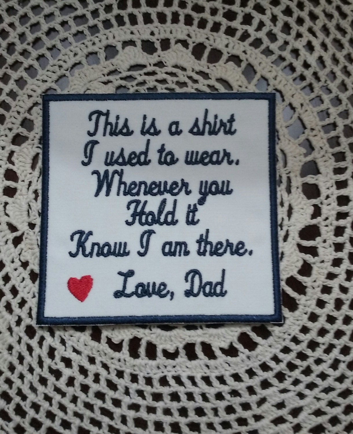 Memory Shirt Pillow PATCH ONE Embroidery Memory pillow patch