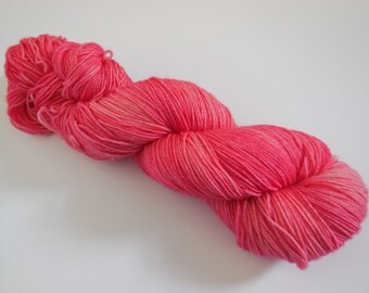 Raspberry Hand Dyed Superwash Merino Semi Solid Sock Yarn