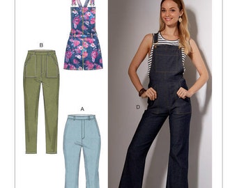 McCall's Pattern M7547 Misses' Flared Jeans and Overalls, Skinny Jeans, and Shortalls