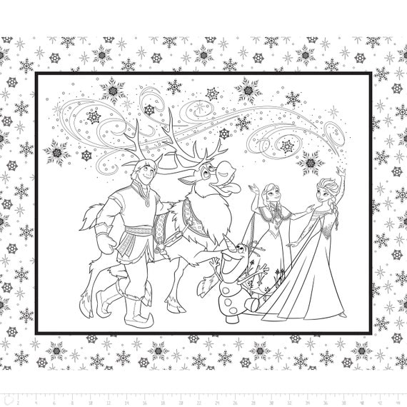 Download Disney Frozen Coloring Main Character Panel - Camelot Fabrics - Cotton fabric panel - 1 yard ...