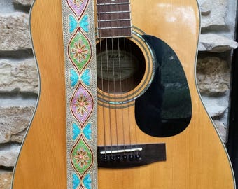 Aztec Pastel Beaded Guitar Strap; Statement Guitar Strap; Unique Custom Guitar Straps; Handmade Straps; Ukulele Straps; Guitar Straps