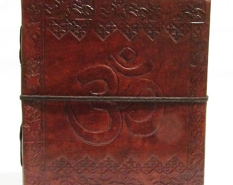 OM - Medititation Embossed Handmade Leather Diary- Travel Sketchbook Journal Notebook