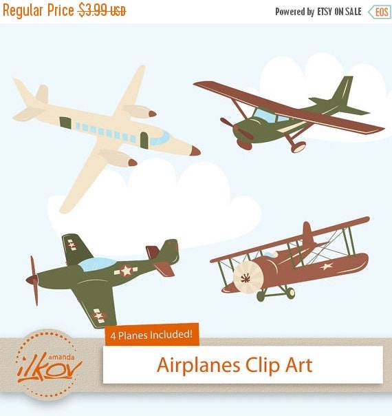 CHRISTMAS SALE Professional Airplane Clipart for by AmandaIlkov