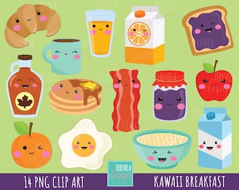 Breakfast cute clipart kawaii clipart 15095