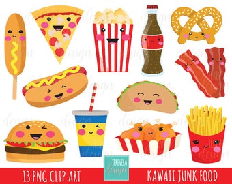 80% SALE junk food clipart, fast food clipart, kawaii clipart, commercial use, food clipart, cute graphics, kawaii food, kawaii drinks