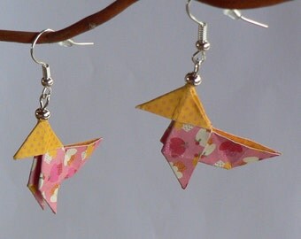Boucles d'oreilles Origami Cocottes Papier Cup Cake.
