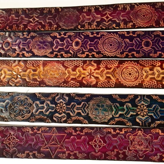 Belt Stamped Sacred Geometry with Assorted Borders