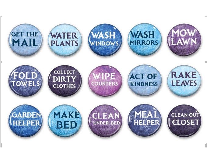 Purple Chore Magnets - Girls Chores - Family Organization - Fridge Magnets - Command Center - Chore Chart - Kid's Jobs - Room Decor - Purple