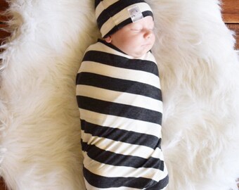 Luxury Swaddle & Hat set - Dominik Elephant main image 1