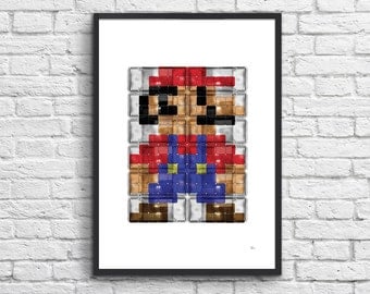 Art-Poster 50 x 70 cm - Super Mario Pixel Pop-Art Tribute
