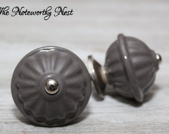 LAST ONES / Pulls / Dresser Knobs / Cabinet Knobs / Unique Knobs / Ceramic Knobs / Beautiful Knobs / grey knobs / Craft Knobs /