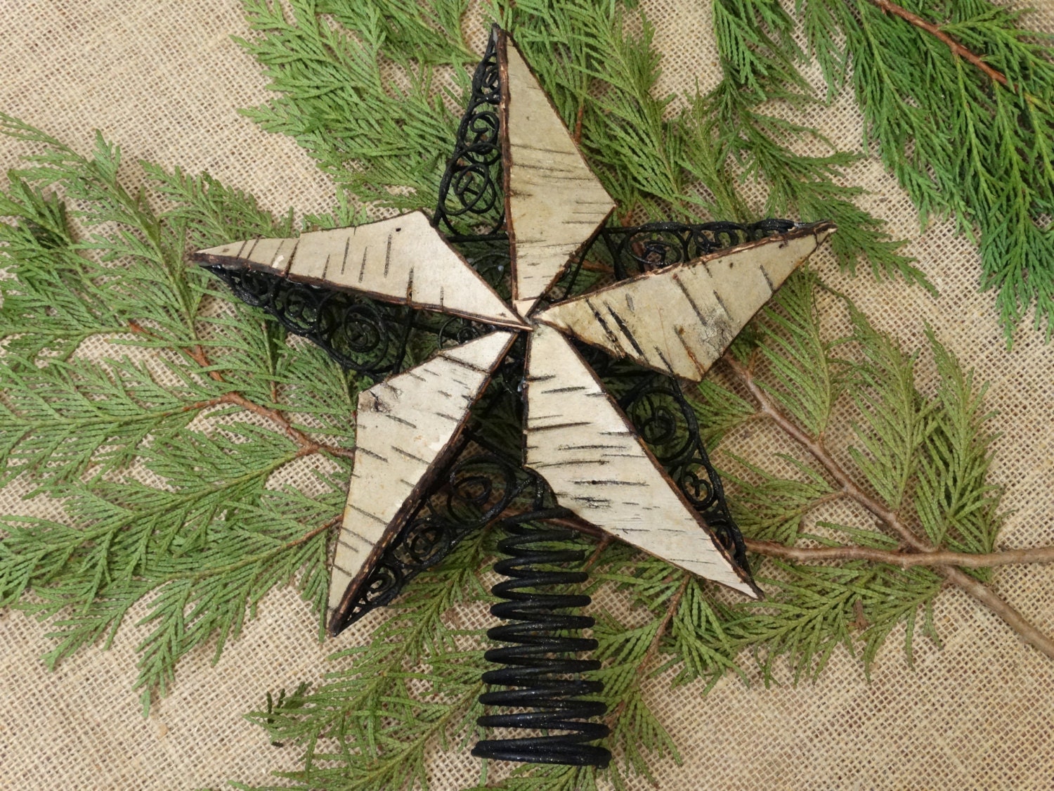 Nautical Birch and wire star Christmas tree topper star