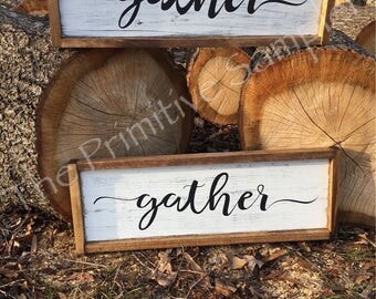 Framed Gather Sign| Framed Sign |Farmhouse Decor | Shabby Chic | Farmhouse Look | Gallery Wall | Gather Sign | Framed Gather
