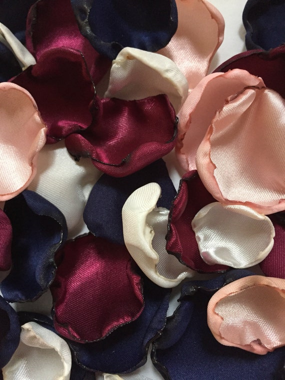 Blush pink marsala maroon ivory & navy blue flower petals