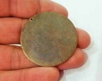 5 Pcs Antique Bronze 40 mm Stamping Disc 1 Hole - 25 Gauge Stamping Disc