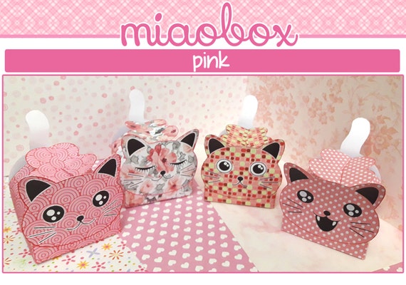 Articoli simili a PRINTABLE CAT BOX, party supplies, treat, favor box ...