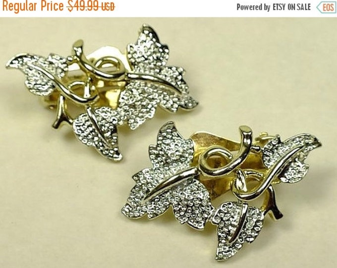 Storewide 25% Off SALE Vintage Sarah Coventry Cluster Style Stem & Leaf Earrings Featuring Scrolling Gold And Silver Accents Resembling Encr