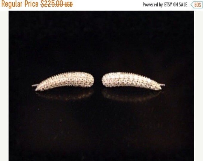 Storewide 25% Off SALE Vintage Sterling Silver Diamond Encrusted Designer Earrings Featuring Elegant Tapered Design Finish