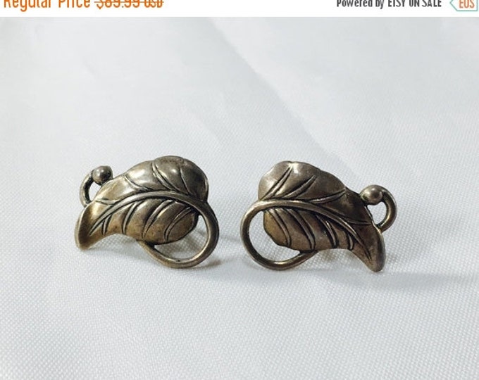Storewide 25% Off SALE Vintage Hand Made Sterling Silver Leaf & Vine French Post Earrings Featuring Elegant Style Design