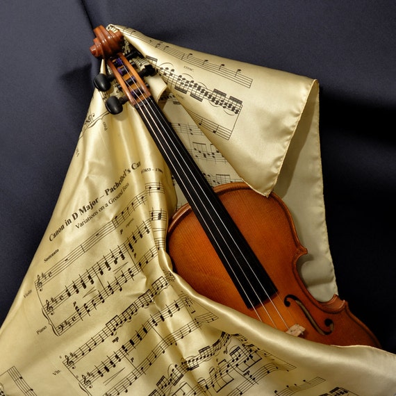 Music square silk scarf Violin blanket Silk Violin Wrap