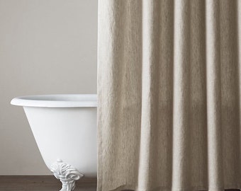 Pure Linen Natural Shower Curtain / 72x72 standard size/ bathroom decor/basic holes/seam to get the width