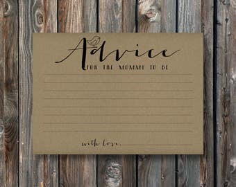 PRINTABLE Baby Shower Advice Card-Advice For The Mommy To Be Card-PRINTABLE Advice Card-Rustic Card-Rustic Card-Instant Download-MTB02