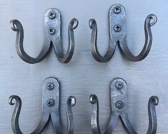 Coat hooks, Double hooks, sold as set of four (4).