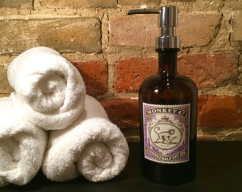 Gin Soap Dispenser //Monkey 47 // gin gift // housewarming // WATER REPELLENT LABEL