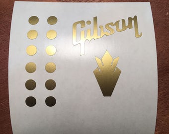 Gibson Crown and dots Replacement Headstock Decals, Gibson Guitar, Gibson Logo, guitar headstock decal stickers, Gibson Les Paul