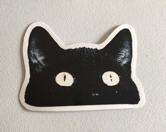 Black Cat Laptop Sticker, Cat MacBook Sticker, Peeping Cat Sticker Gift, Crazy Cat Lady Gift, Cat Lover Gift
