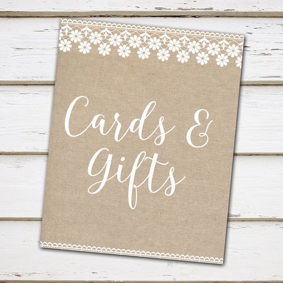 Printable Cards And Gifts Sign Gifts Here Gift Table Bridal