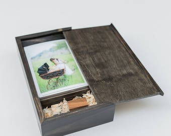 SALE ITEM- 100ct Photo Usb Box with a Sliding Lid (holds 100 photos)