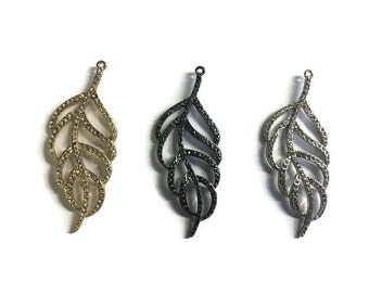 Pave Crystal Open Feather Charm (1pc)