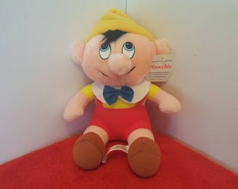 Vintage plush pinocchio doll, plush doll, 8 inch, very clean with tags