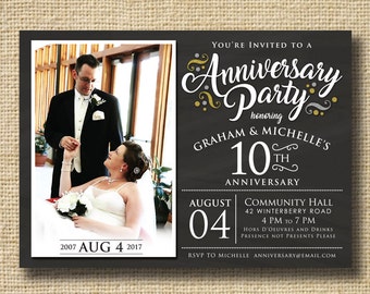 50th Anniversary Invitation, Printable 50th Wedding Anniversary Invitation, Chalkboard 50th Anniversary Party, Golden Anniversary 50th 60th