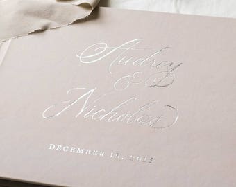 wedding guest book, wedding guestbook, foil guest book, guest sign in, custom, personalized, journal - Little Carabao Studio - #TC104F