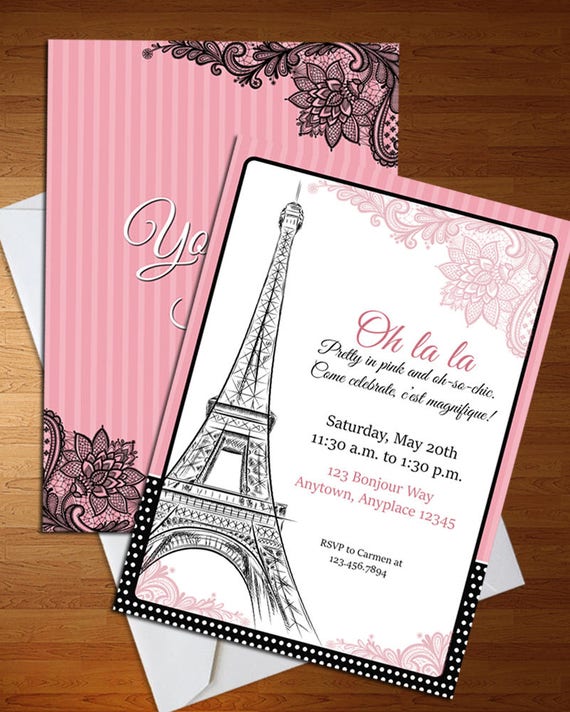 Paris Theme Party Paris Invitation Digital Invite Paris
