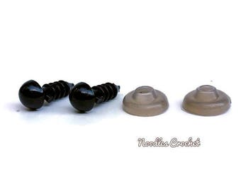 Eyes, safety eyes, 6mm safety eyes, black, doll making, crochet, sewing, knitting, amigurumi, craft supplies, 5 pairs black safety eyes